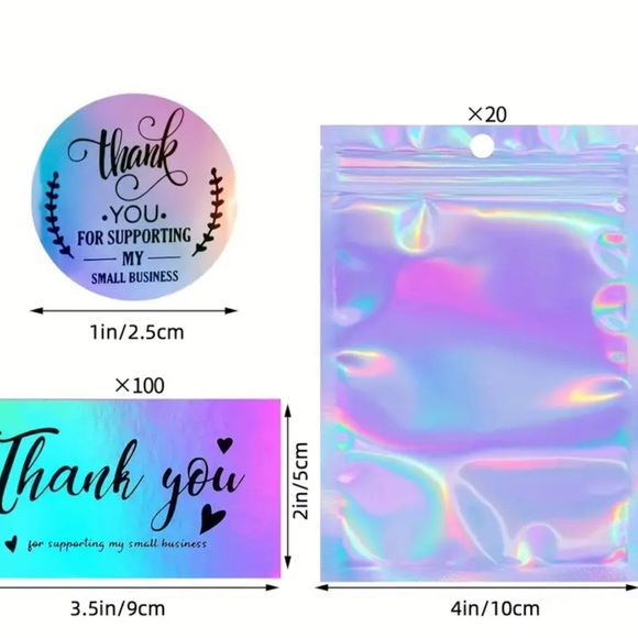620pcs/set includes 100 Thank You Cards, 500 Stickers & 20pcs Reusable Bags - Picture 2 of 2
